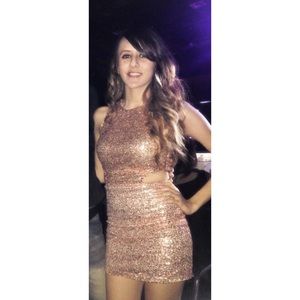 Rose gold sequins dress